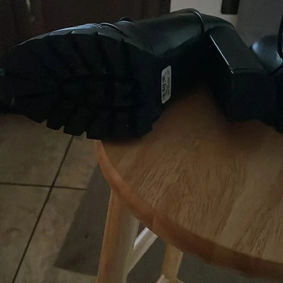 Brand New Black High Heel Combat Booties - Picture 3 of 3